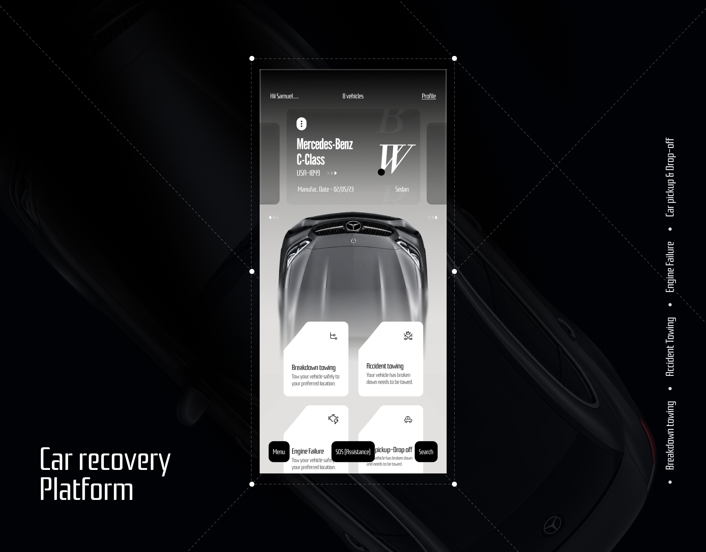 Car Recovery UI UX Design | Roadside Assistance Mobile App UI appdesign automotiveapp automotivedesign automotiveui carapp carrecovery cartowing emergencyservices figmadesign mobileappdesign mobileuidesign mobileux productdesign roadsideassistance towingapp uiuxdesign uxdesign vehicleapp vehiclerecovery visualdesign
