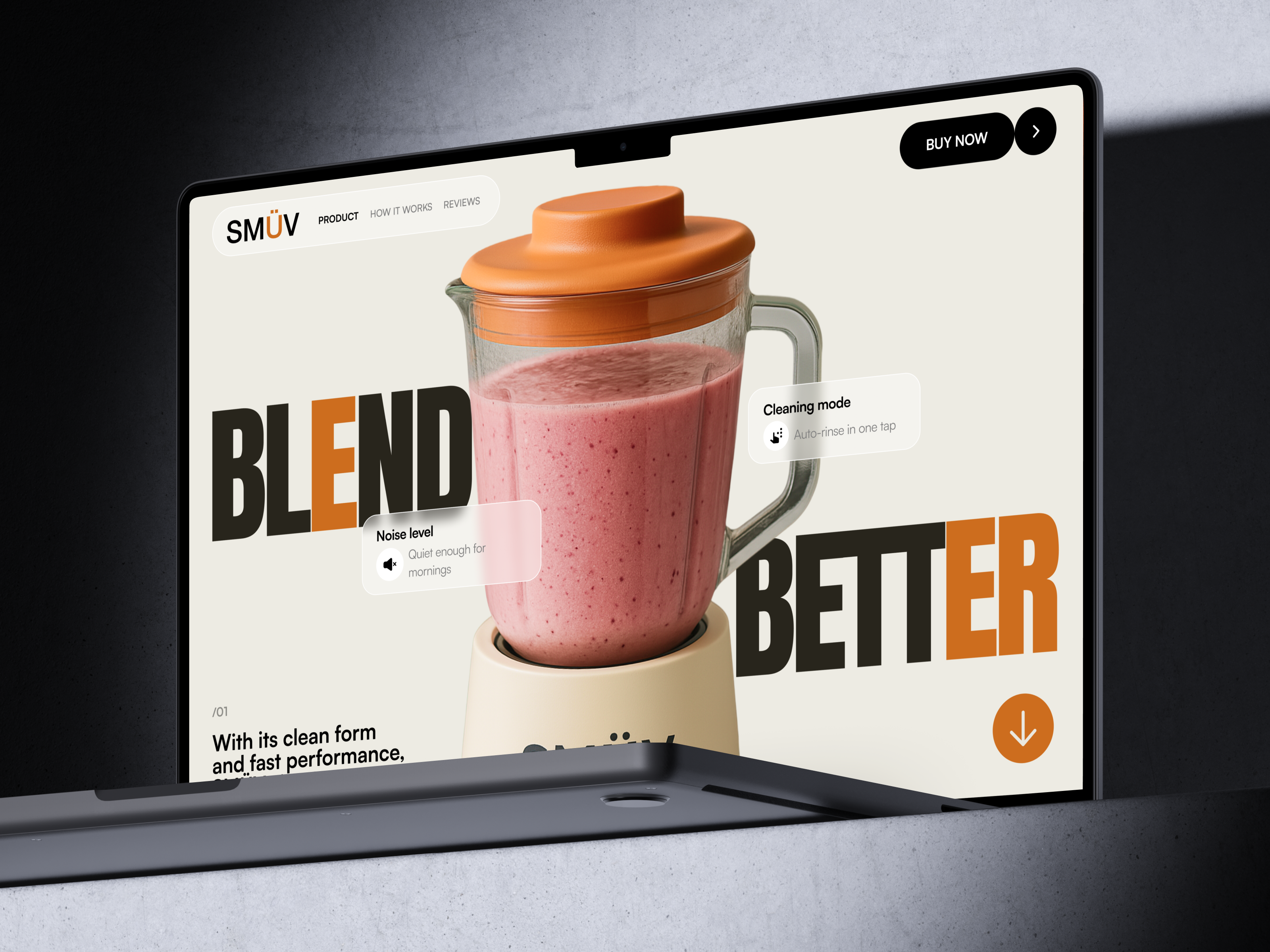 🍓 Web Design for smart kitchen device | Hyperactive blender design device e commerce ecomm hero section hyperactive kitchen landing page smart ui ux web design website