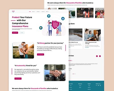 Insurance Company - Health plan caring dailyui design design process figma fitness health health insurance illustration insurance responsive design ui ux vector website