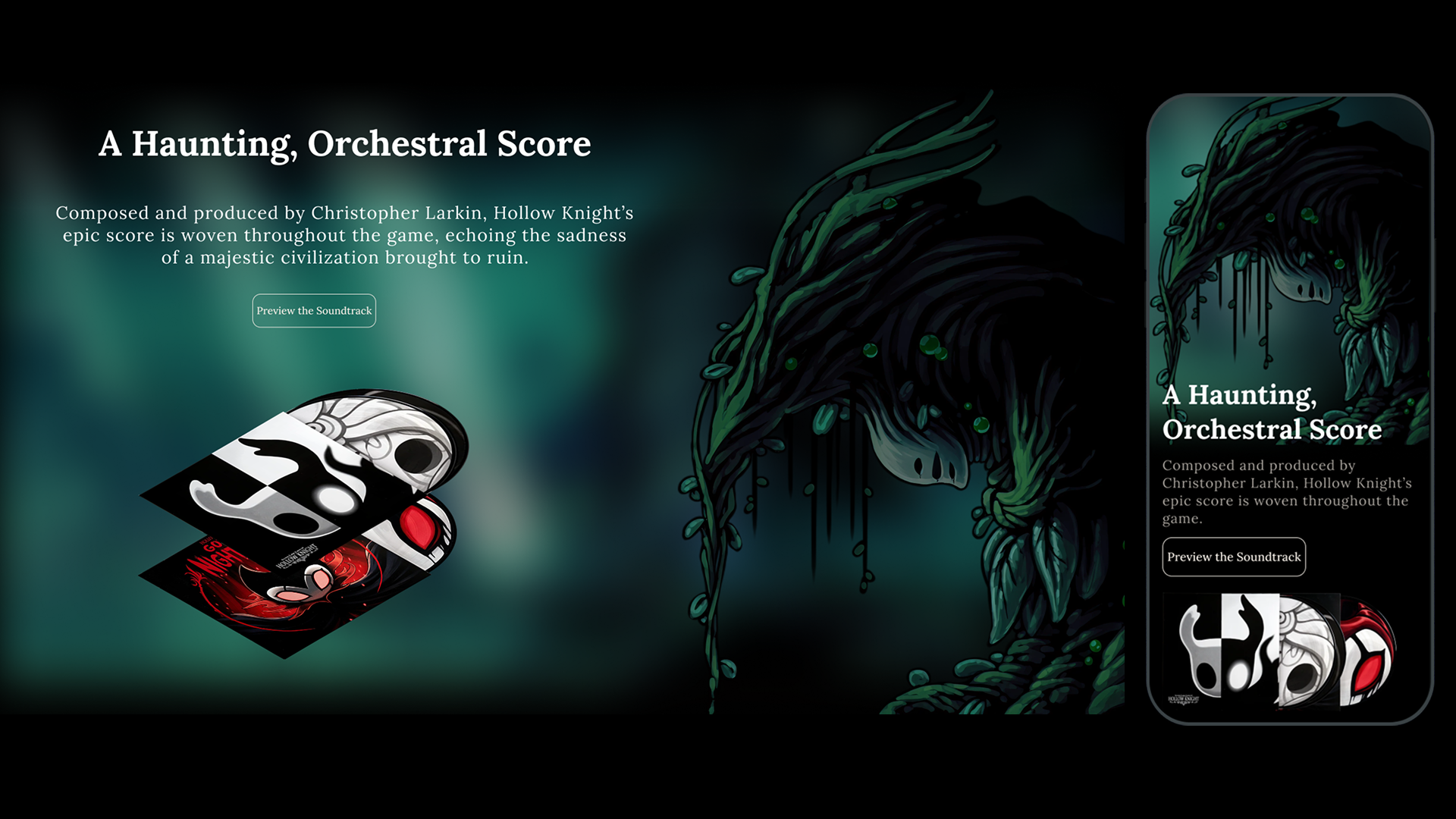 Vinyl Animation for Hollow Knight Landing Page animation motion graphics ui