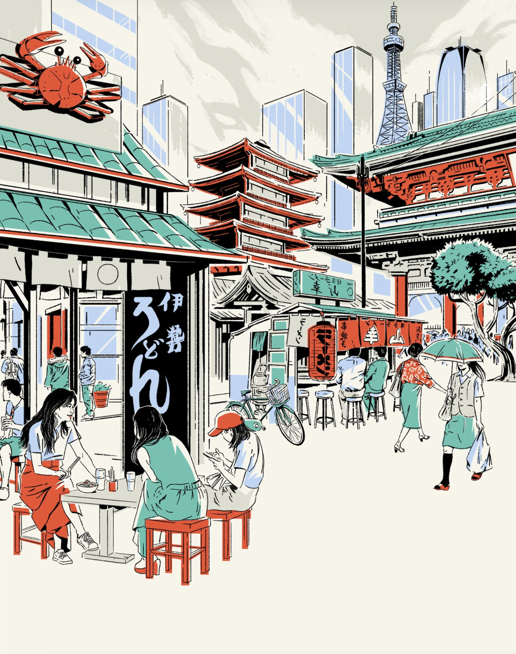 2023 character cityscapes coverillustration digitaldrawing green illustration japan muti photoshop red sketch streets studiomuti