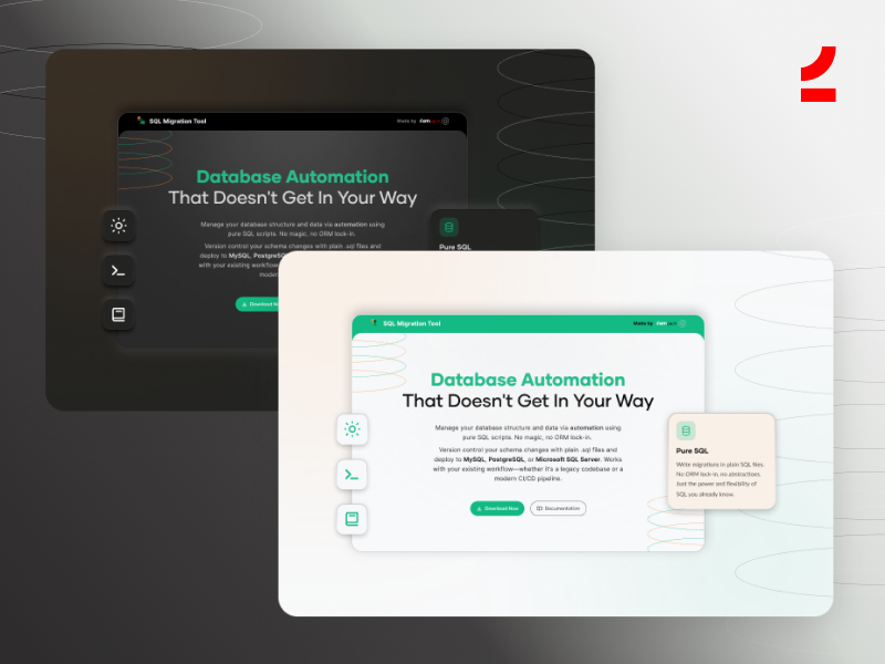 Landing page - SQL Migration Tool color theme landing page technology ui ux website