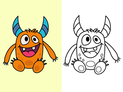 Cheerful Cartoon Monster For Coloring Page by Julia Doronenkova on Dribbble