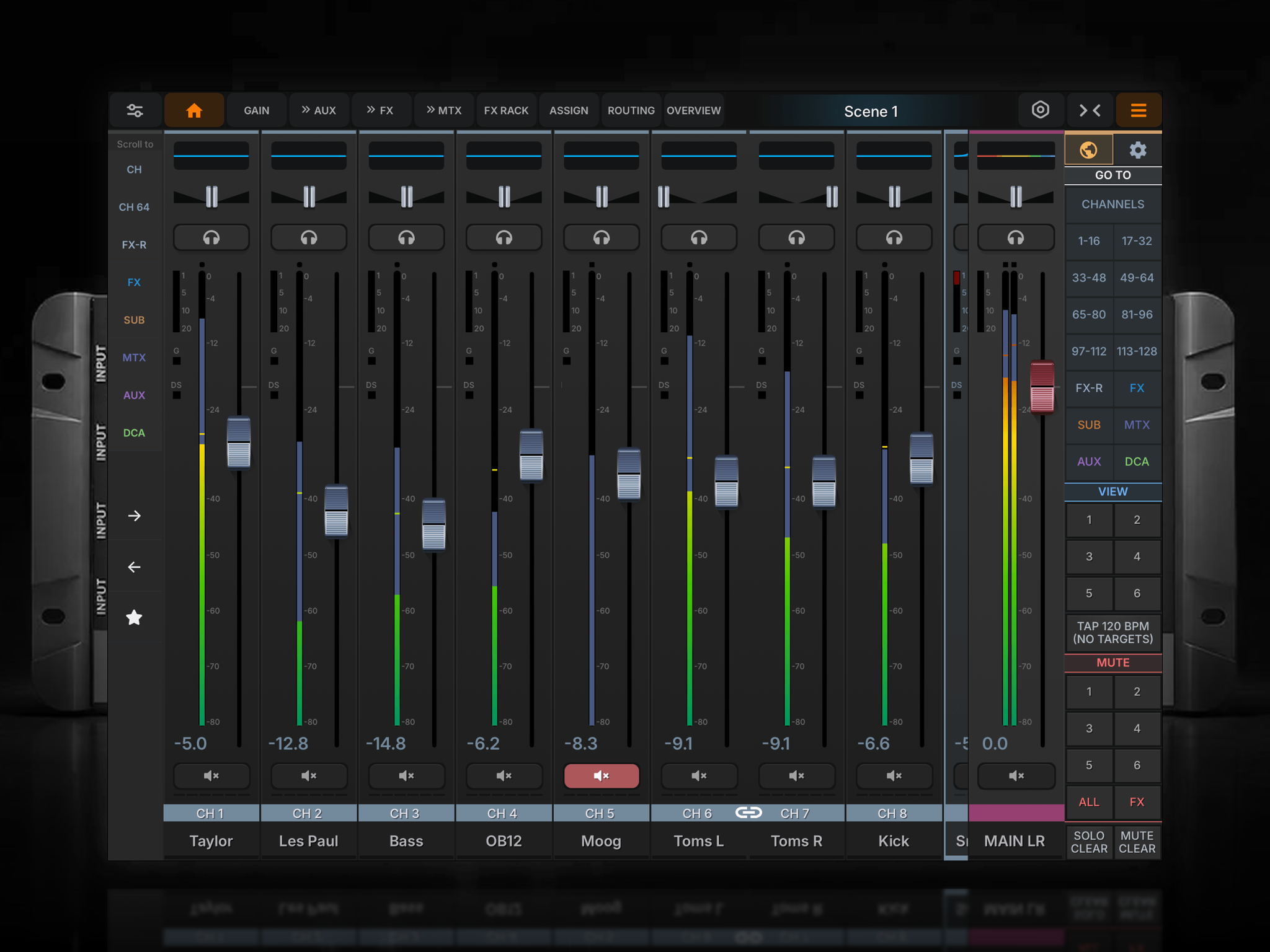 dMix128 Software Mixer UI audio branding browser based graphic design html5 mixer mixer ui responsive design ui ux vector