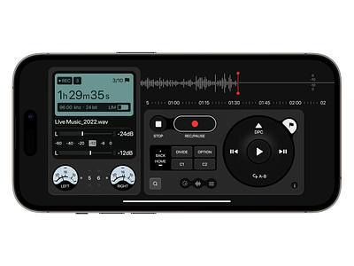 Audio Recording App User Interface audio recoder audiorecoding ui gui realistic audio visualizer sound player uidesign user interface ux design