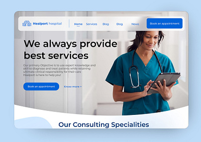 Hospital Landing page design doctor frontend hospital landingpage medical ui uiux ux webdesign webdevelopment website websitedesign