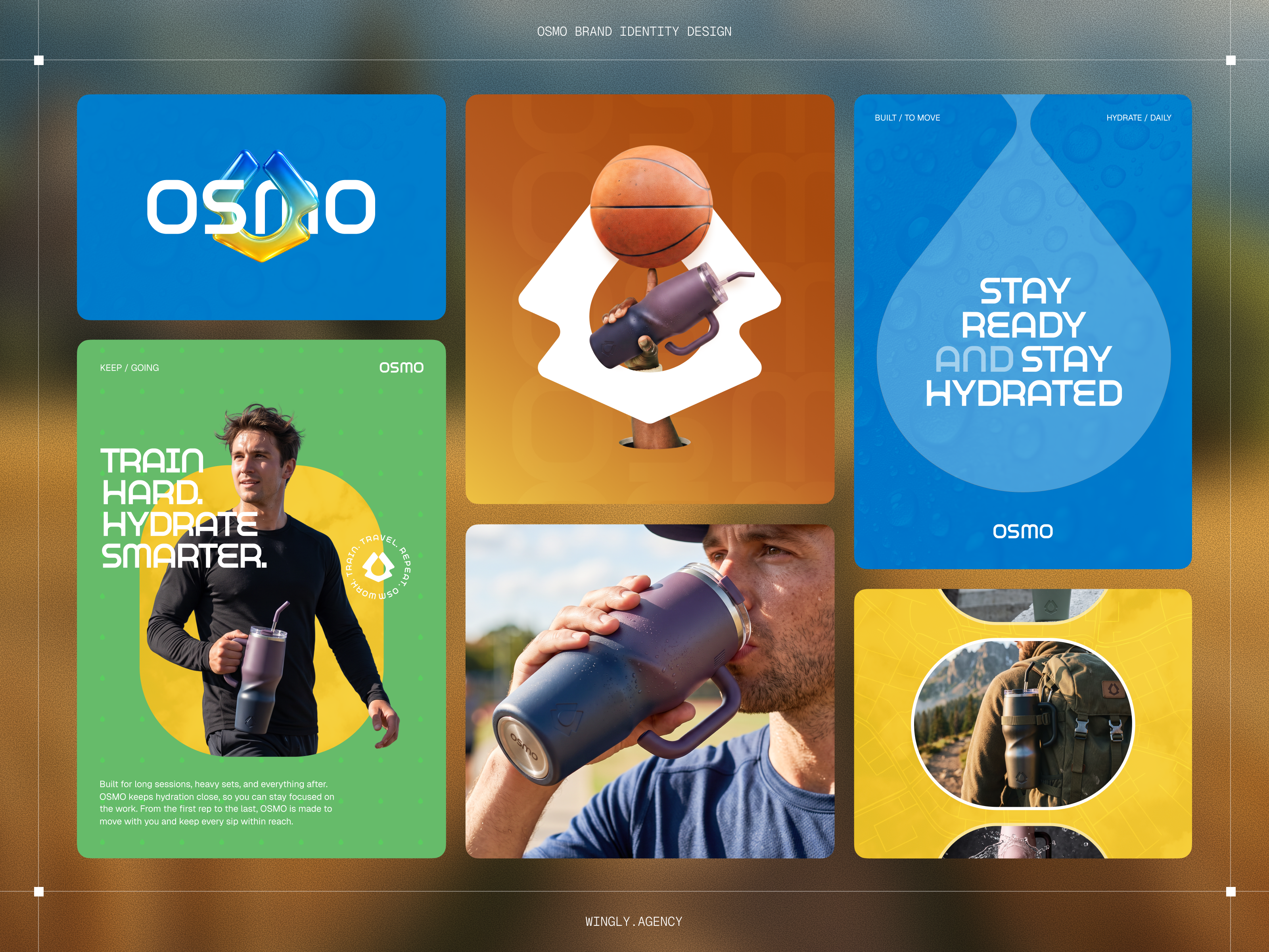 OSMO - Hydration Brand Identity & Visual Design bottle branding brand design brand identity brand strategy branding campaign design design fitness branding graphic design hydration brand lifestyle logo logo design outdoor product branding social media design sports tumbler visual design visual identity