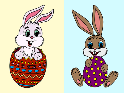 Cute cartoon easter rabbits branding cartoon design easter holiday graphic design honey illustration vector