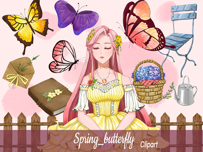 Spring illust_butterfly butterfly design illust illustration spring