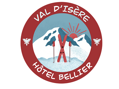 Sticker illustration ski Val d'Isère bike illustation design digital illustration illustrat illustration mountain outdoor sport ski sticker winter sports