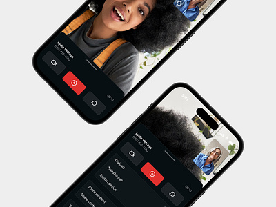 Video Call UI action sheet buttons call dark mode drawer ios iphone mobile mockup ui ux video