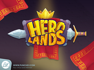 Hero Lands - Game Logo Design branding design gameart gamelogo gamelogodesign gui icons illustration interface logo punchev ui ux