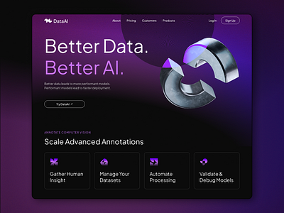 DataAI Concept 3d ai data lending tech ui ux web