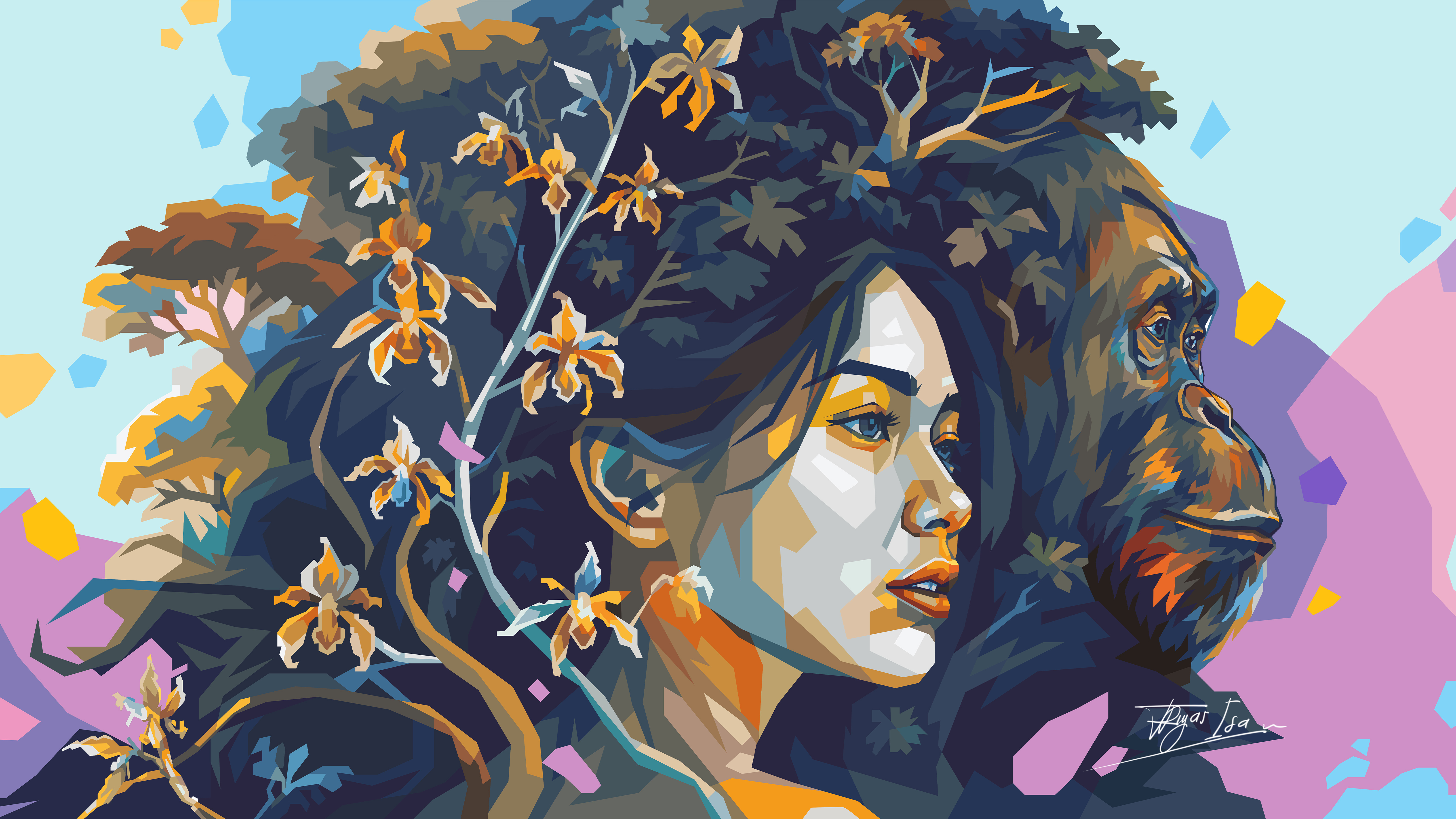 orang utan animal animals colorful cover design design fantasy art illustration orang utan portrait poster design unique vector vectorart