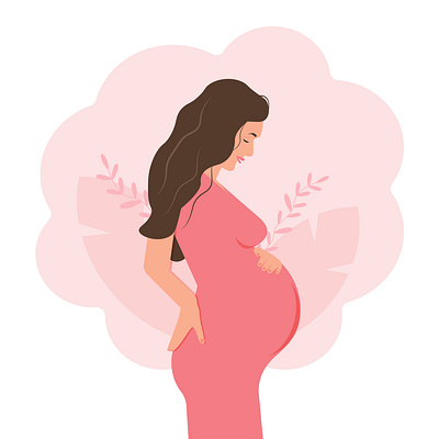 Illustration of a pregnant woman. Mom is expecting a baby. Pregn health