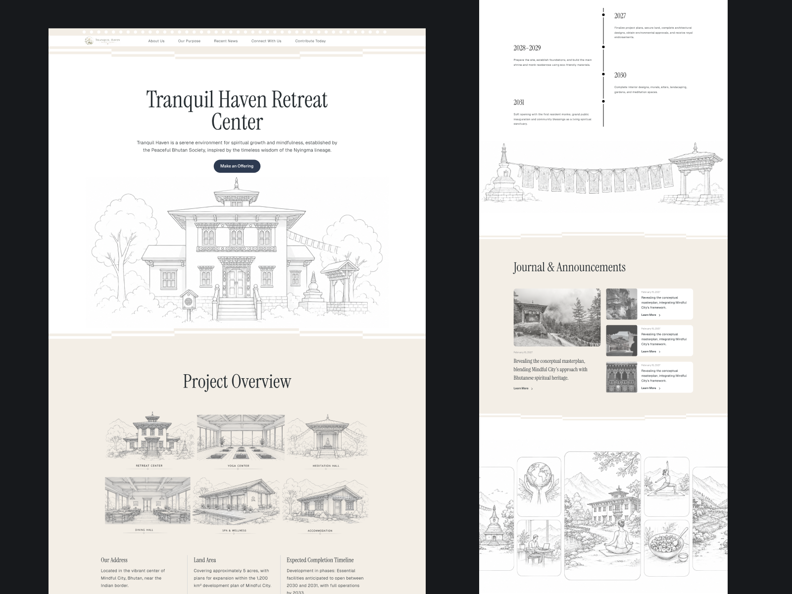Tranquil Retreat Center Project Page graphic design ui