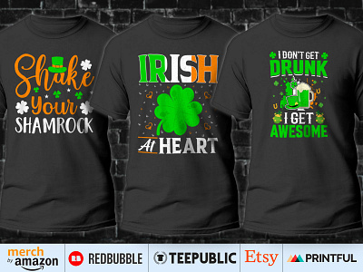 ST PATRICKS DAY T-Shirt Design Bundle canva t shirt design design etsy merchbyamazon tshirt design free