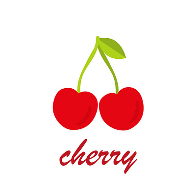 Cherry icon and cherry lettering. Berries Fruit. Vector graphics graphic