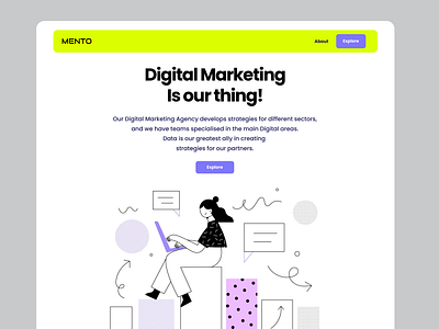 Mento - digital marketing website branding website bright clean convertion digital marketing friendly fun illustration landing page marketing minimalistic modern sales seo ui ux web website