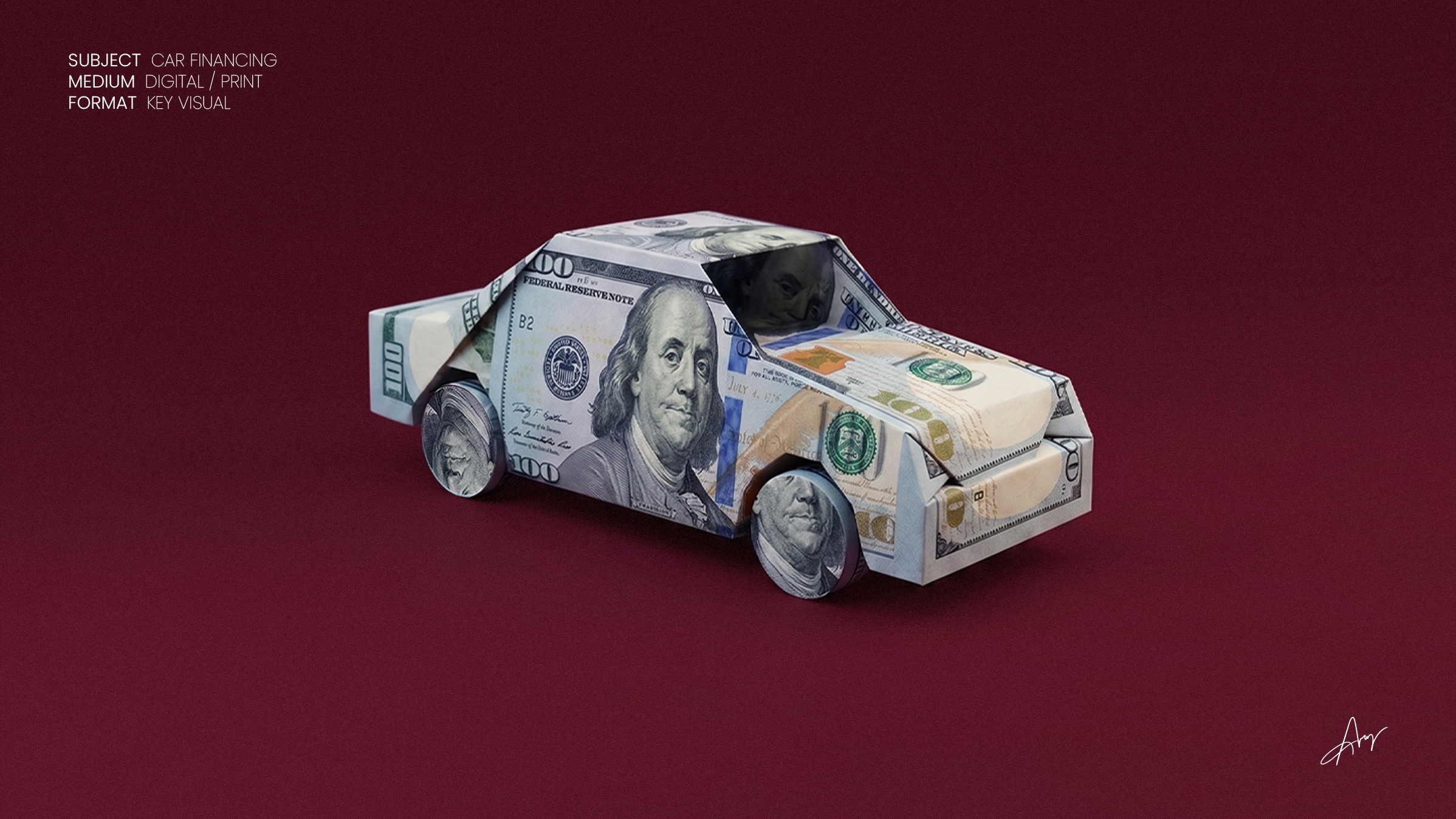 Built in Installments — Car Financing Key Visual advertising art direction automotive automotive advertising branding campaign design car financing commercial design concept art creative concept design digital art graphic design illustration key visual minimal modern money origami paper art visual communication
