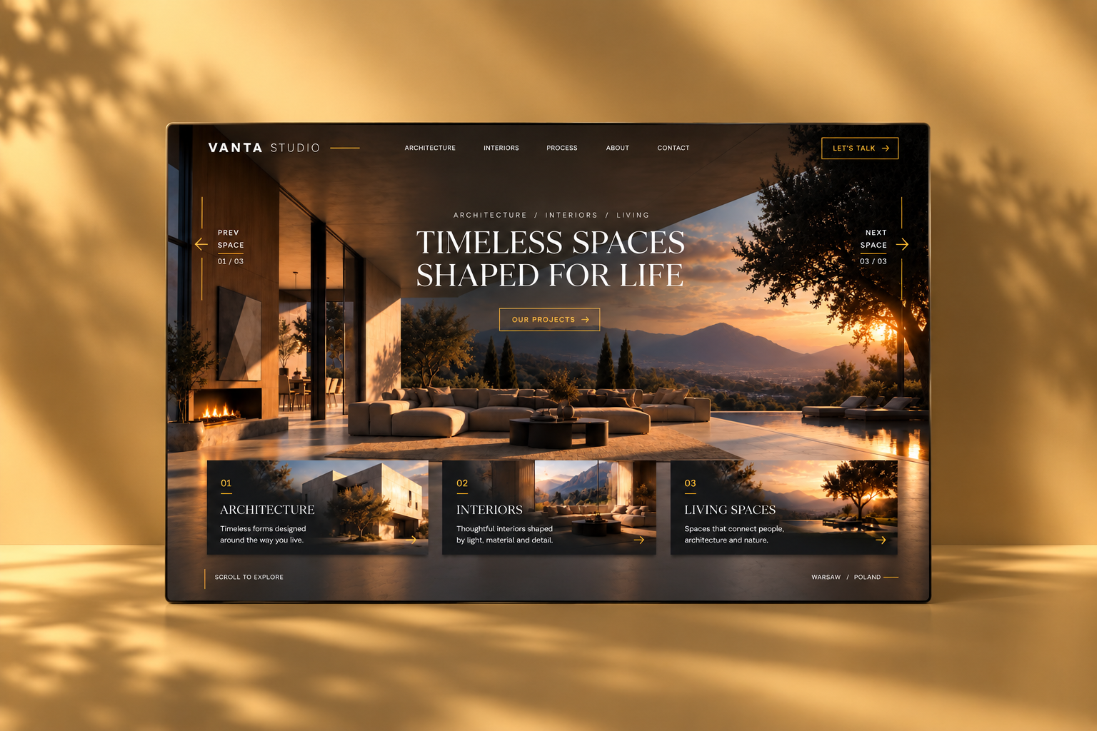 VANTA Studio - Luxury Architecture & Interior Design architecture architecture website creative direction dark website editorial design hero section interior design interior website landing page luxury website minimal website modern architecture premium design ui ui design ux ui web design webdesign website website design