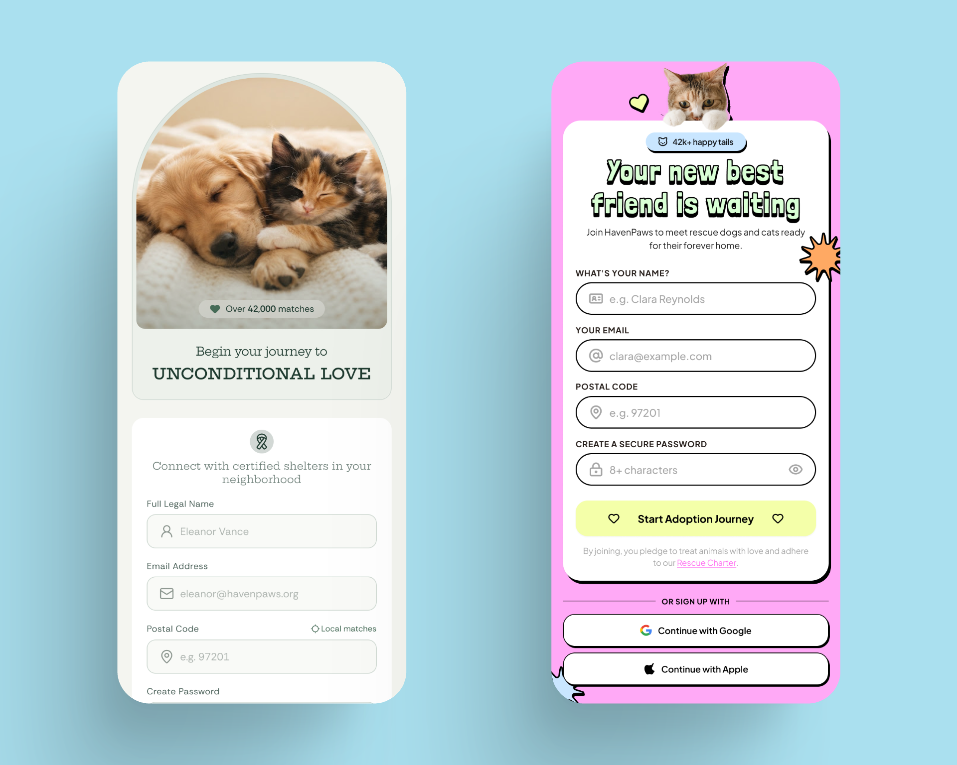 Pet Adoption Sign-up Flow — Design Practice 001 formdesign mobileapp petadoption productdesign signup ui uidesign
