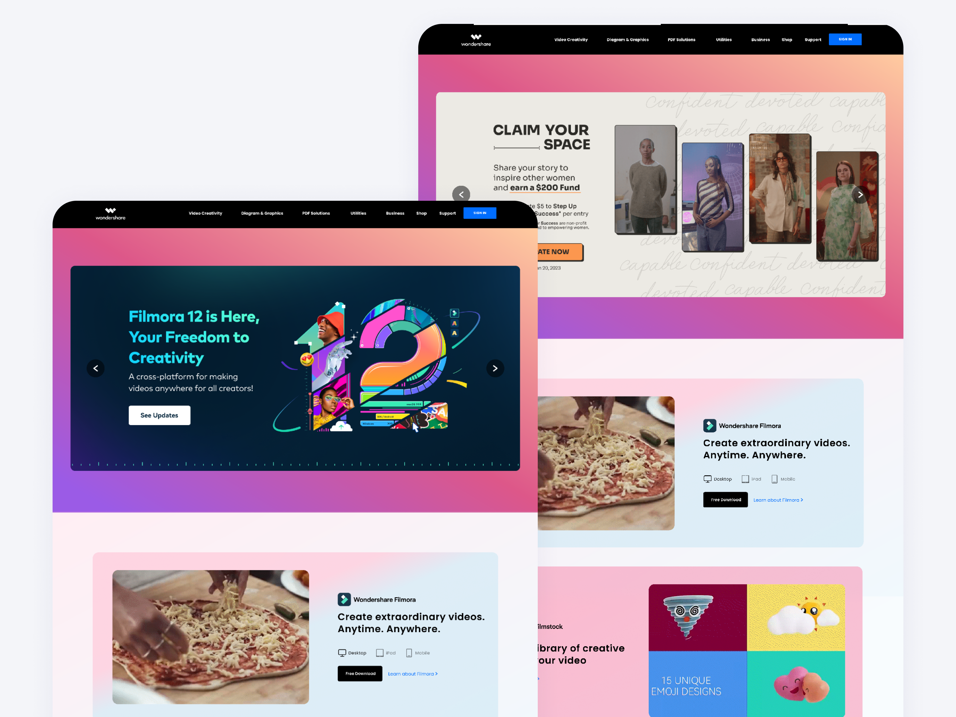 Landing page, login and signup design Prototype wondershare.com animation app design ios mobile ui uiux ux