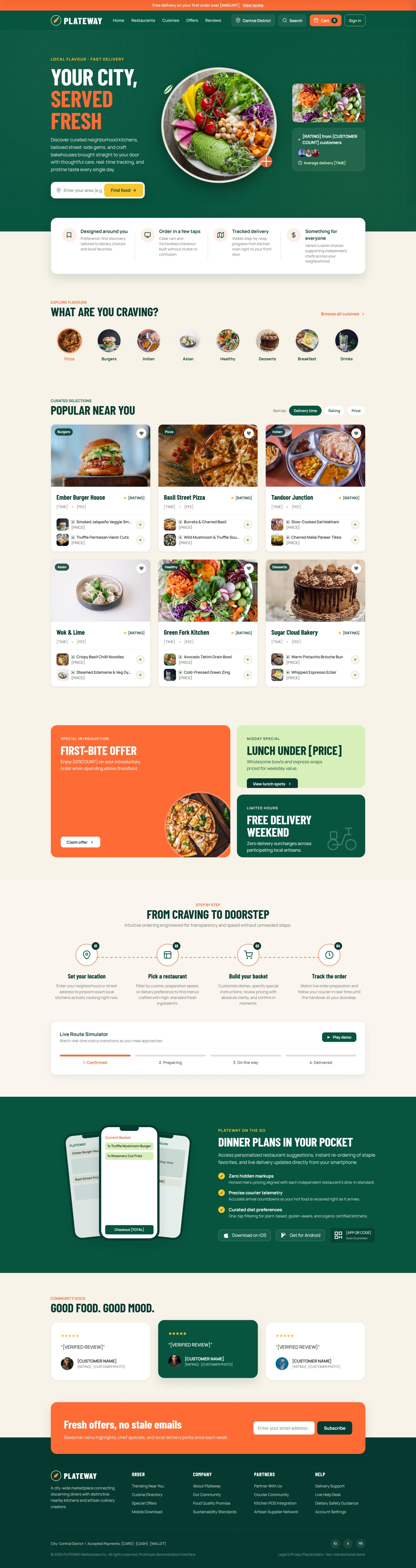 Plateway — Food Delivery App & Marketplace Website Concept delivery app delivery service ecommerce food app food delivery food marketplace food ordering food website landing page marketplace mobile app online ordering product design restaurant app restaurant ui restaurant website ui design ux design web design website design