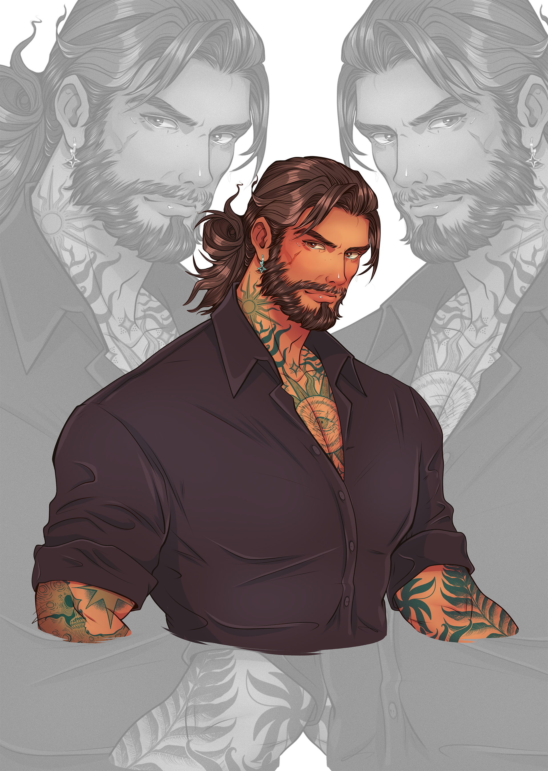 Faces of a Novel — Male Character Designs book characters book illustration character design character illustration character portrait digital art digital illustration fiction illustration illustrator line art male character novel illustration portrait illustration publishing illustration stylized portrait tattooed character visual development