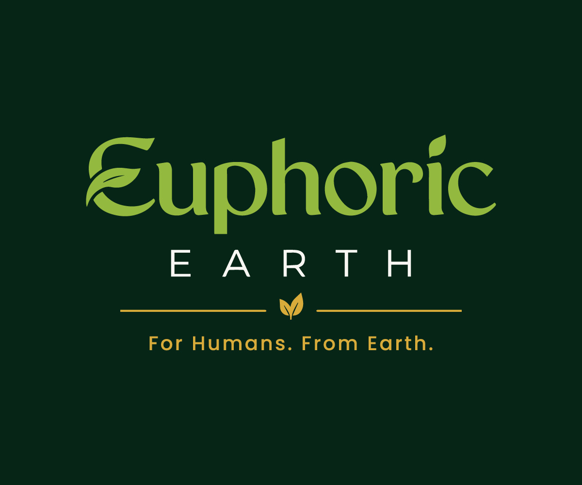 Euphoric Earth — Natural & Sustainable Brand Identity brand design brand identity branding eco branding eco friendly graphic design green branding identity design leaf logo logo design minimalist logo modern logo natural branding nature logo organic branding packaging design product branding sustainable branding visual identity wellness branding