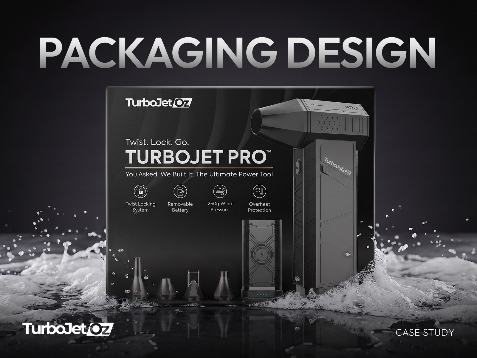 TurboJet Oz: Power Tool Packaging Design box dieline box packaging brand design brand identity brand strategy branding branding design dieline graphic design identity design label design package design packaging packaging design packaging layout product design product packaging retail packaging tool packaging visual identity
