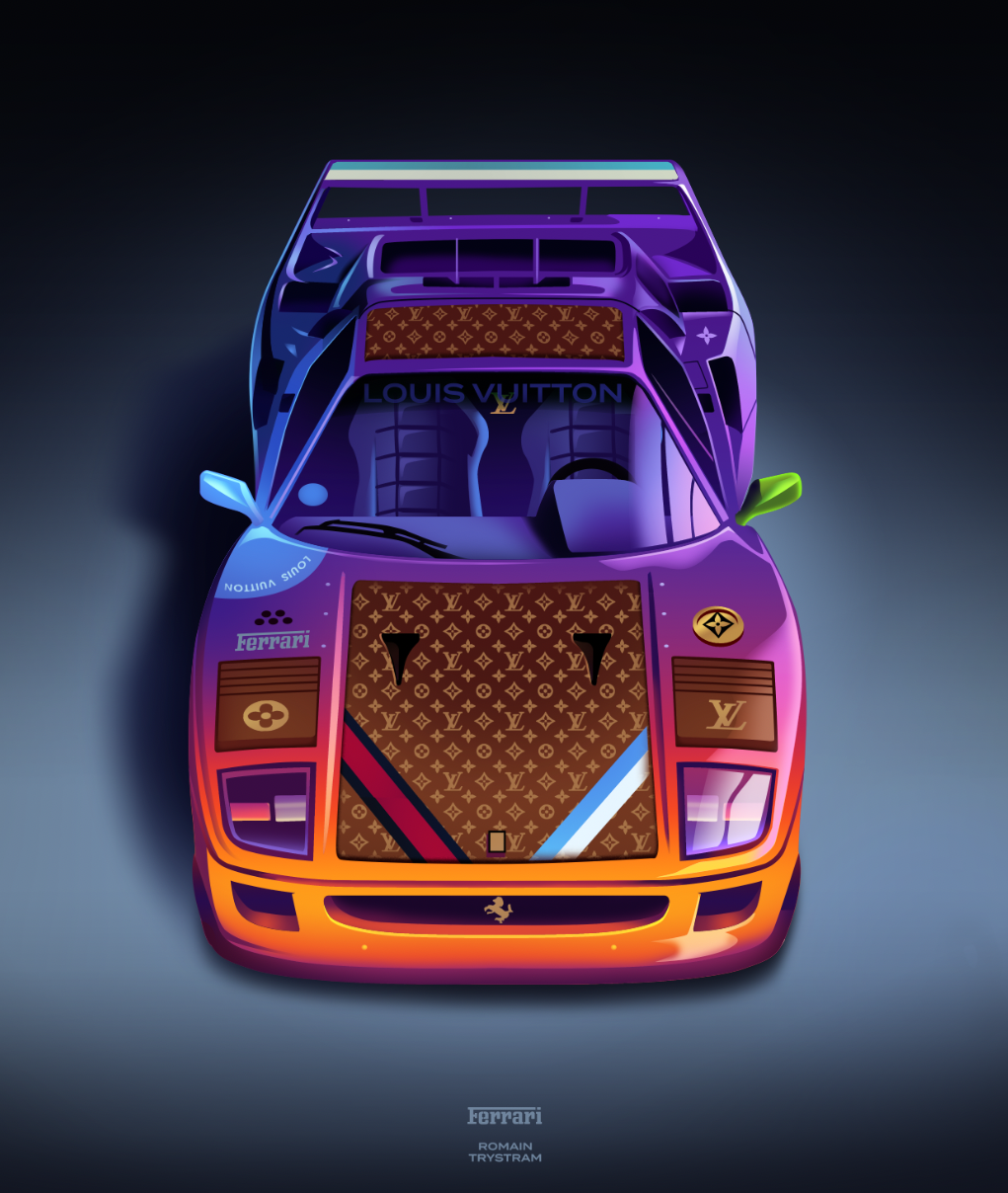 LV Ferrari illustration illustrationart lifestyle light lv malles neon vector vuitton