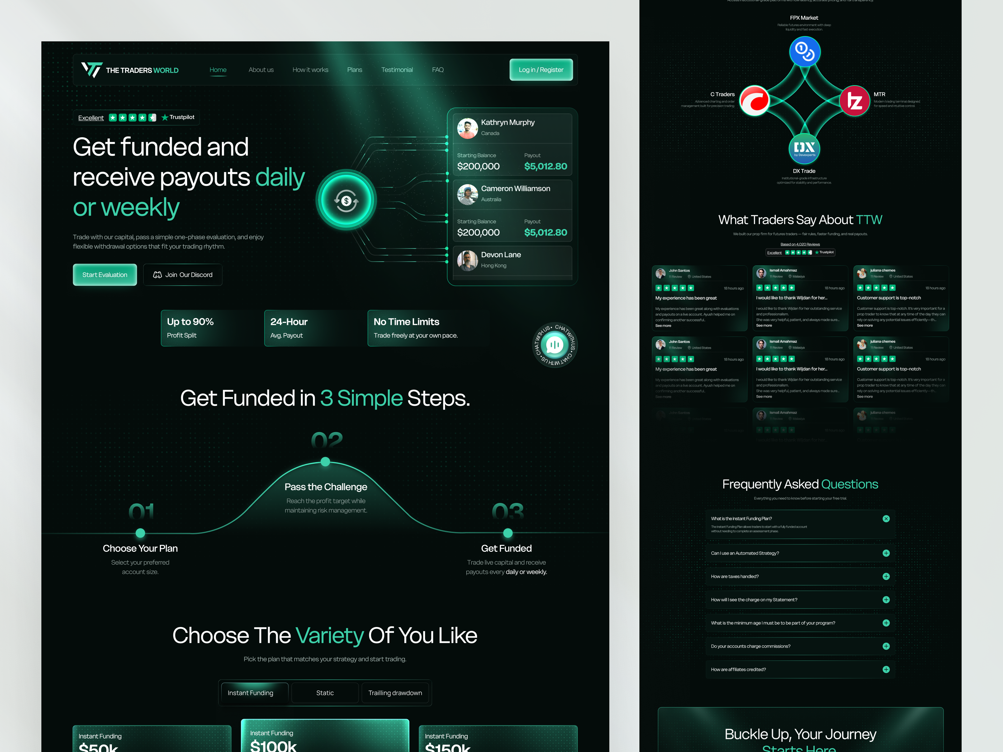 Prop Firm Website — Dark Theme Landing Page best prop firm crypto prop firm crypto trading fintech website forex broker firm forex trading funding firm future prop firm landing page prop firm landing page prop firm ui prop trading prop trading website trader trading platform trading website ui design uiux web design web3