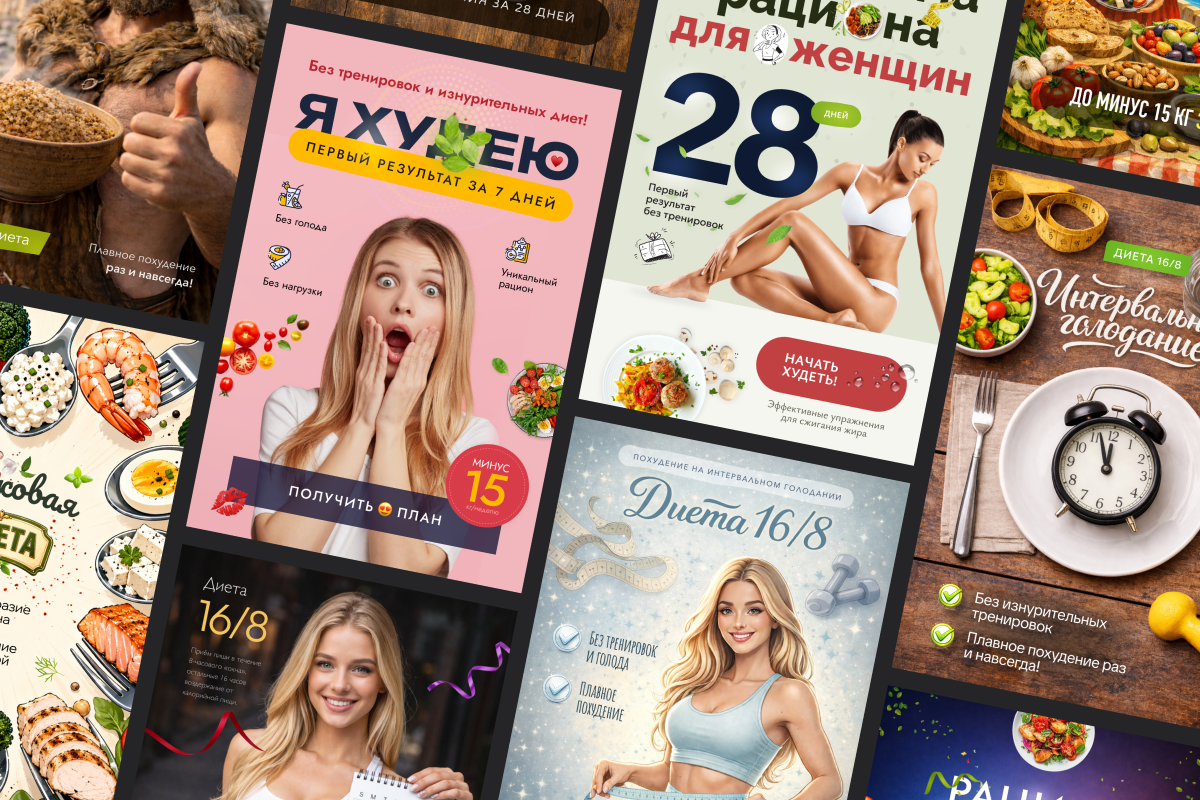 Diet Ads banner branding diet figma graphic design keto landingpage marketing webdesign баннер диета постер реклама