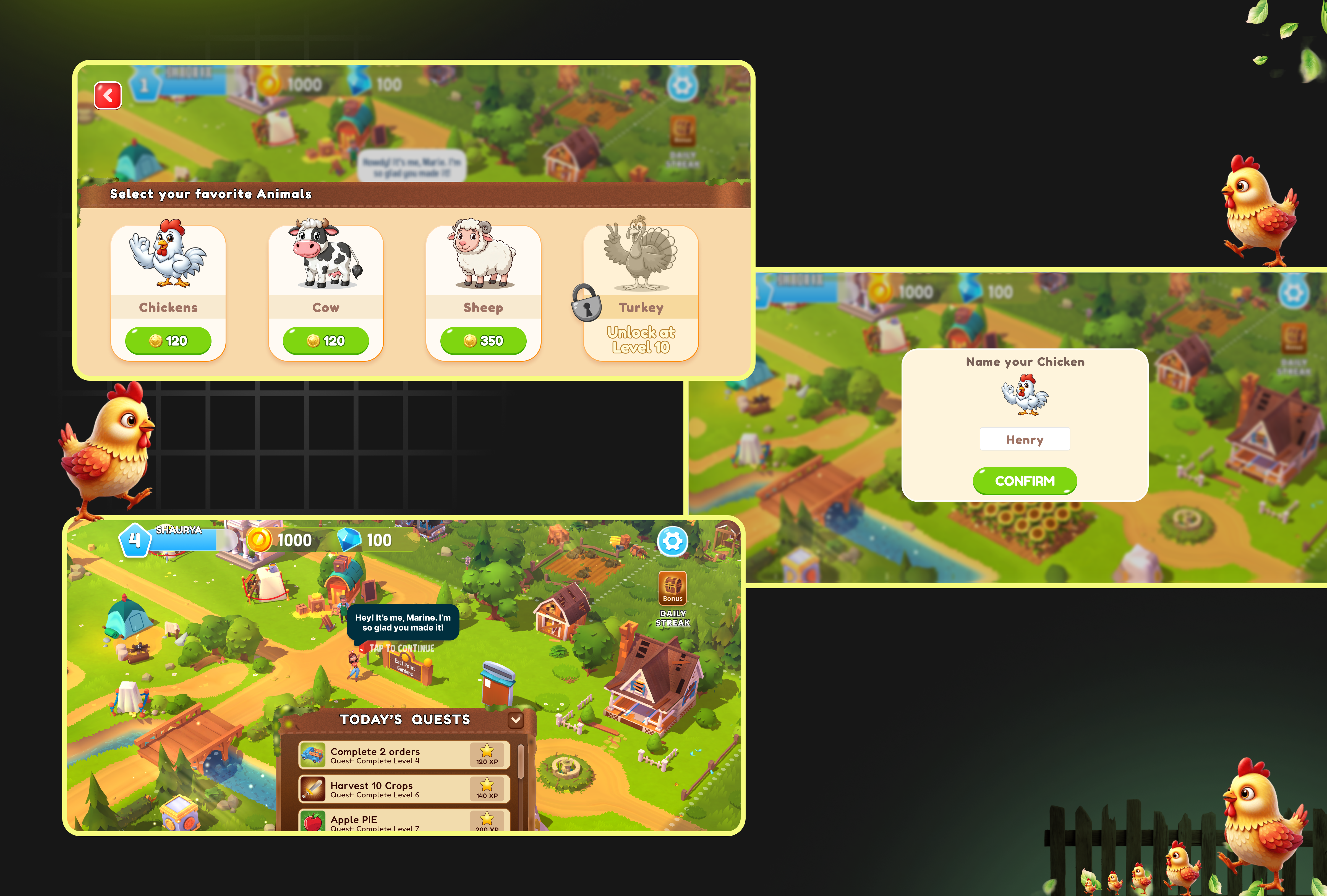 Farming Game UI Concept farming game game design rewards ui visual design