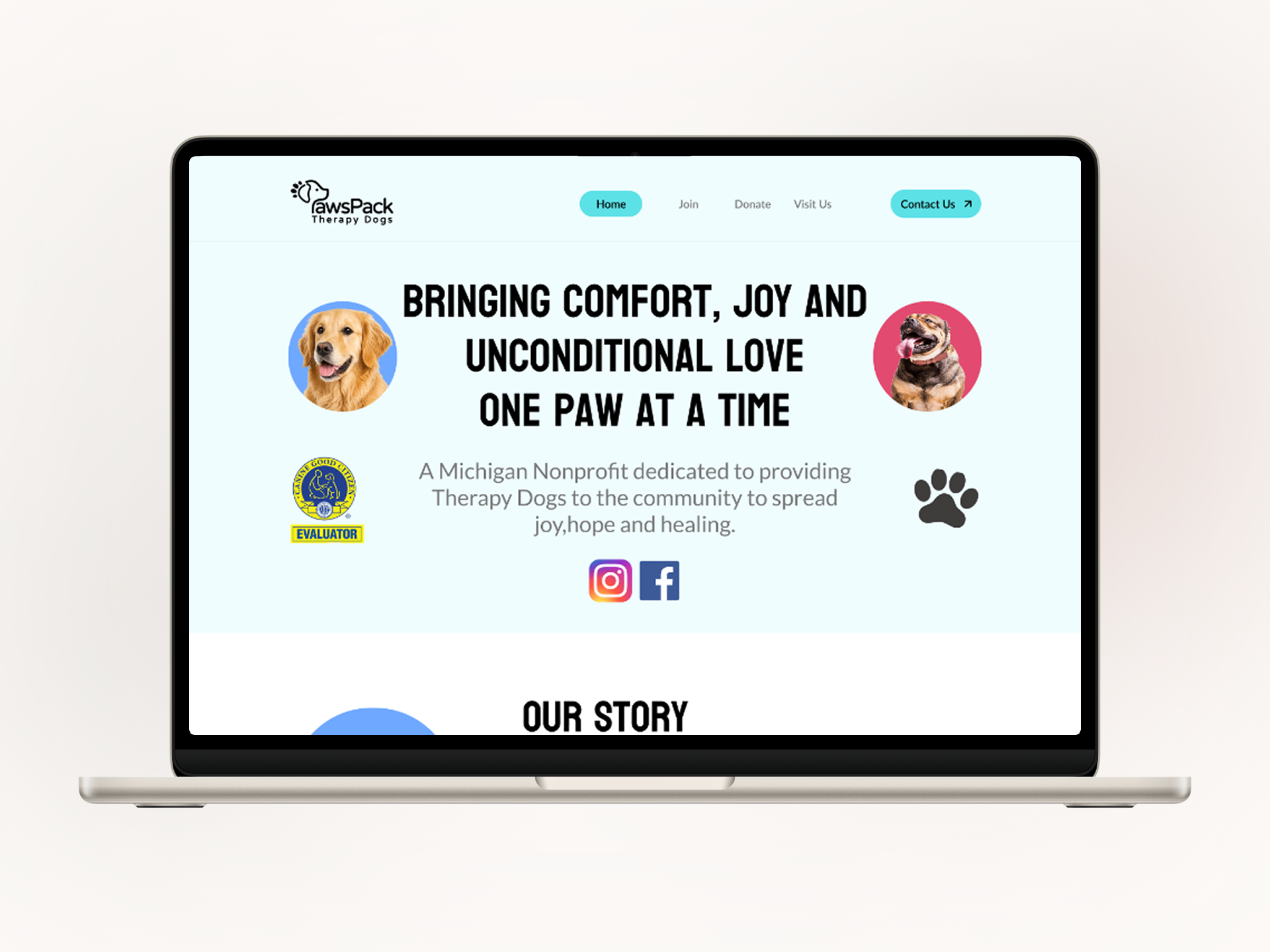 Landing Page - PawsPack Therapy Dog branding css design figma graphic design html logo ui ux web design web development wordpress