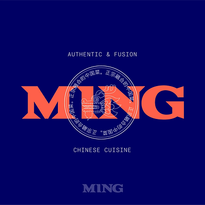MING | Authentic & Fusion Chinese Cuisine branding ceramic blue chinese cuisine dragon food fusion graphic design illustration logo design ming restaurant salmon typography