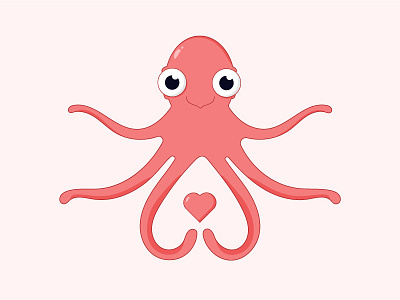 Octopus graphic design illustration natutal octopus pink vector