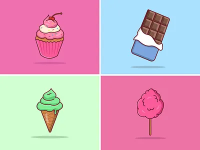 Sweets set icon pack adobeillustrator art cartoon characterdesign digitalillustration figma freeicons icon illustration productdesign sugar sweet ui uiuxdesign vector