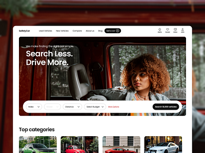 Car rental — Hero section car ecommerce hero minimalism rental research search bar web design