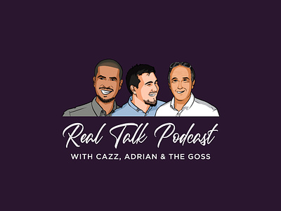 Real Talk Podcast with cazz, adrian & the goss branding design graphic design illustration logo logo design podcast logo real talk logo real talk podcast real talk podcast logo design typography ui ux vector