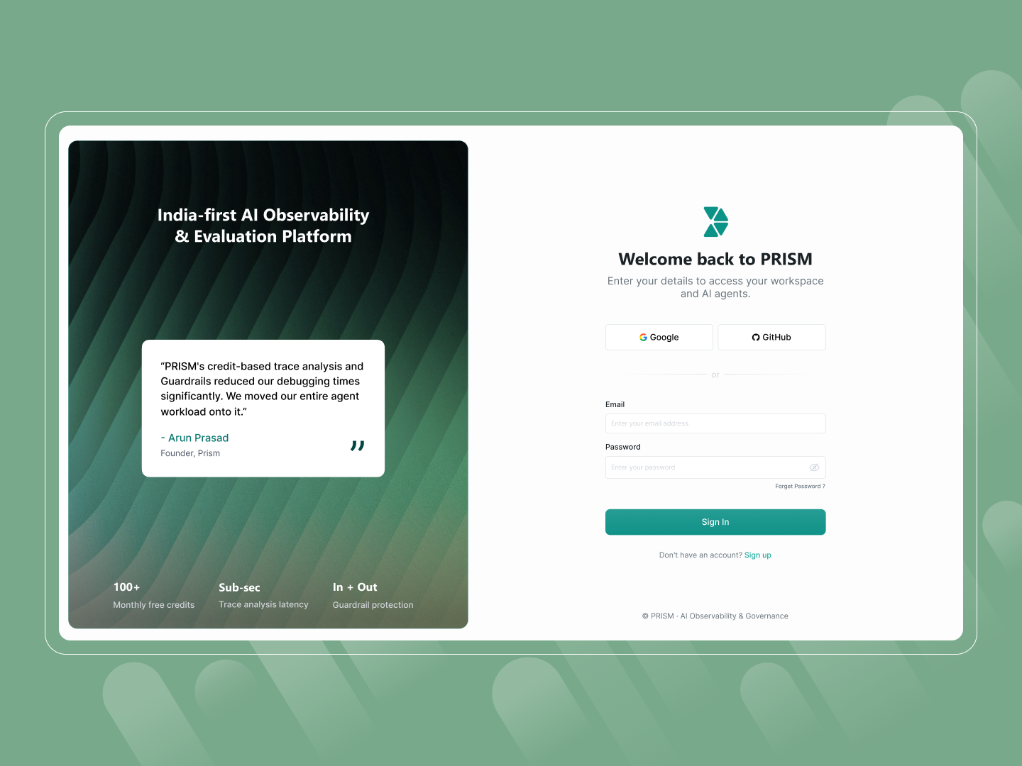 PRISM — AI Observability & Guardrails Platform for Agentic Syste agenticai ai aiobservability aiproduct analytics dashboard dashboarddesign datavisualization dribbble enterpriseui interfacendesign minimalui modernui productdesign saas saasdesign uidashboard uiux uxdesign webdesign