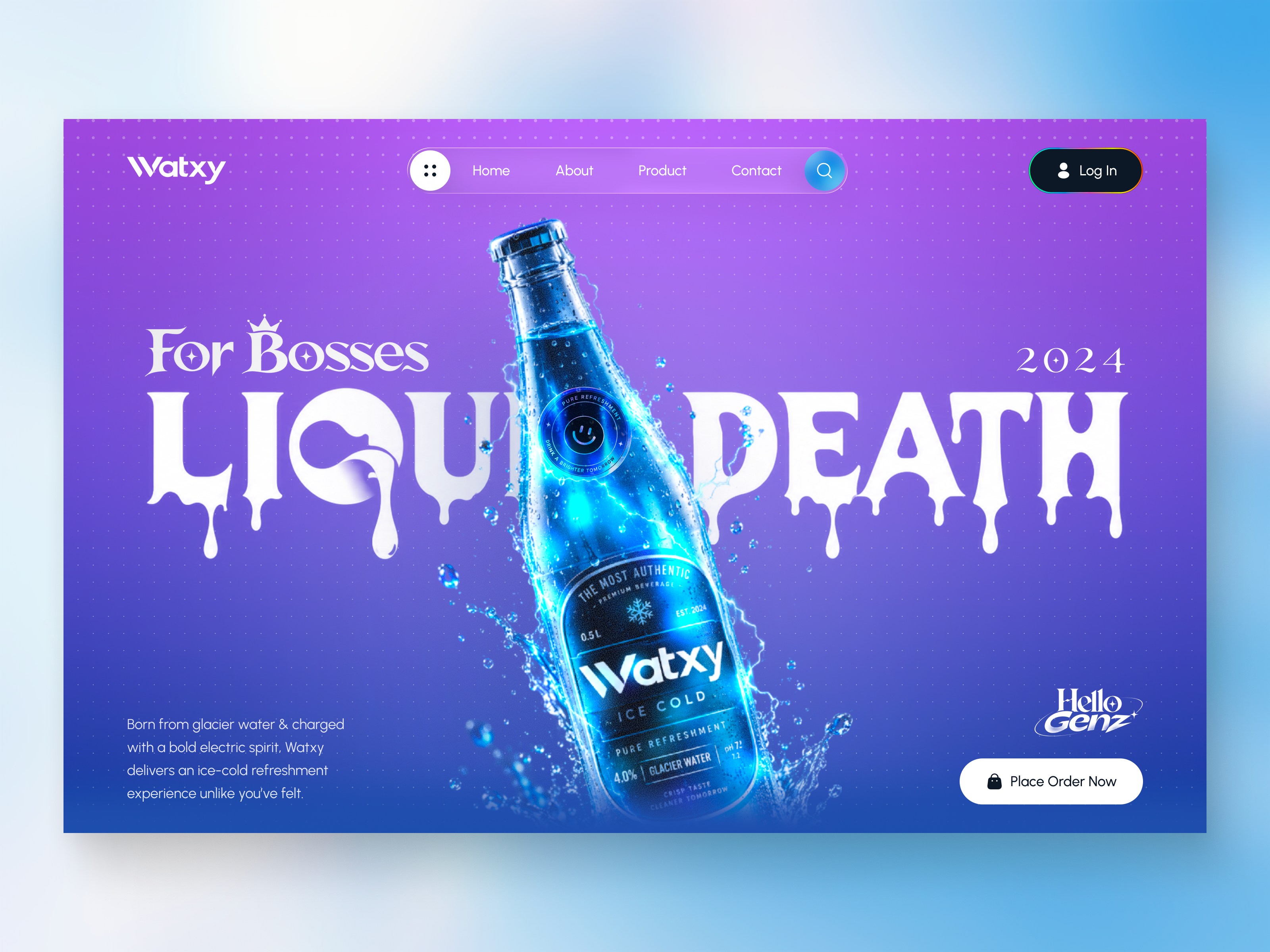 Watxy — Premium Beverage Product Landing Page 3d product beverage branding creative direction drink branding ecommerce figma landing page marketing website modern ui premium design product design product landing product showcase responsive design typography ui design ux design visual design web design