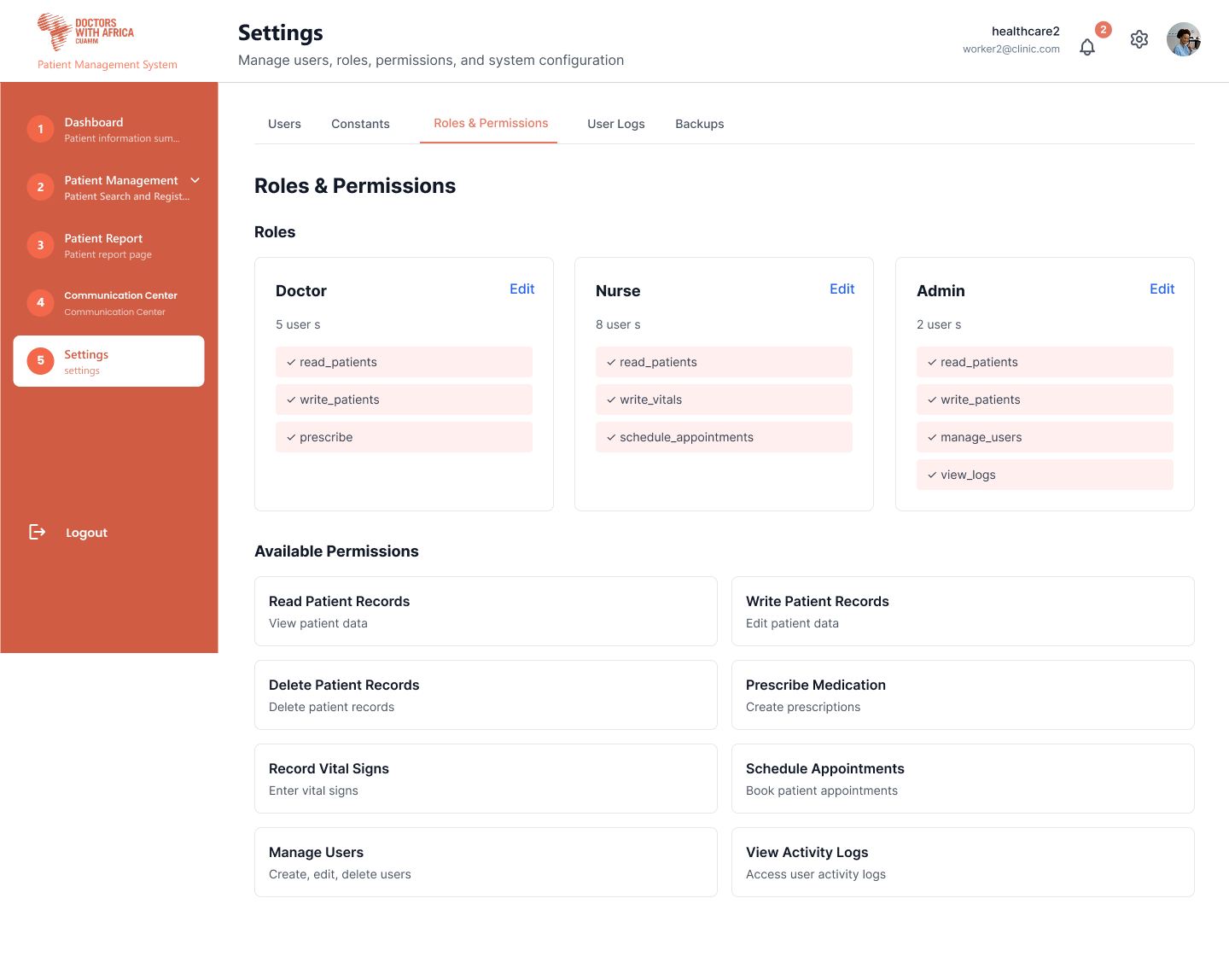 CUAMM EMR - Smarter Care, Better Health ui