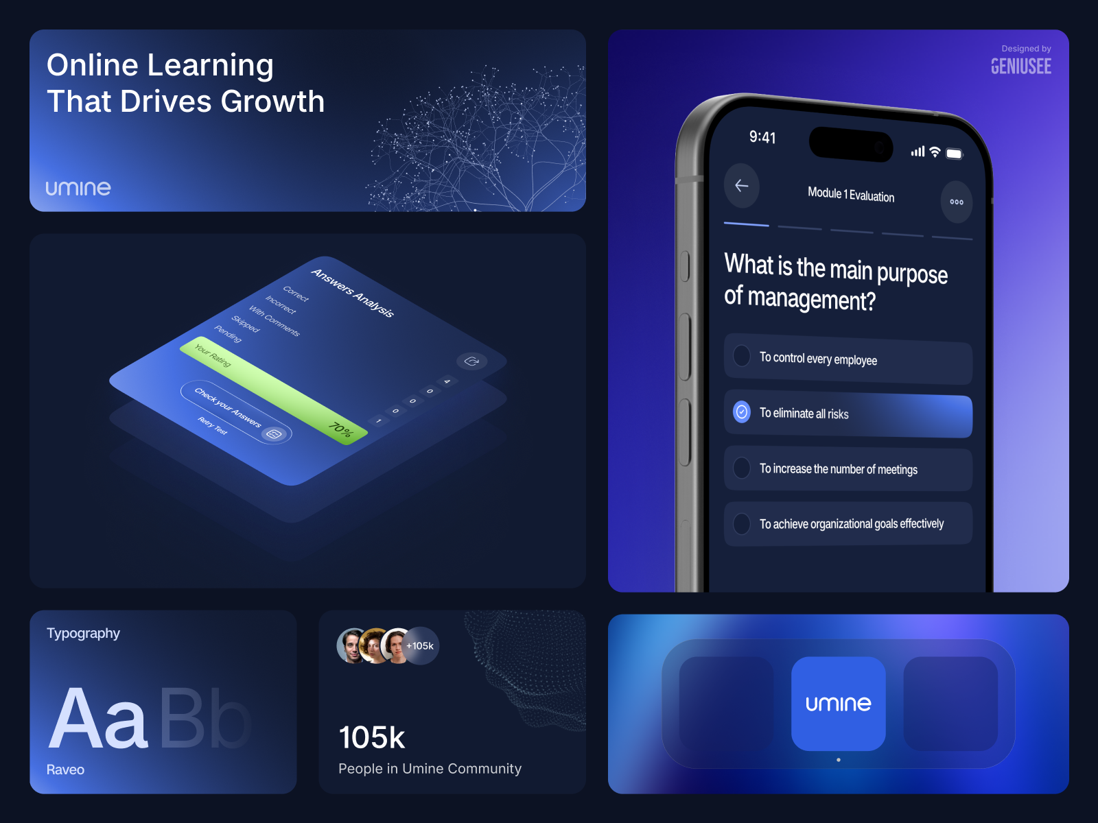 Learn & Grow with UMINE edtech mobile app redesign ui ux