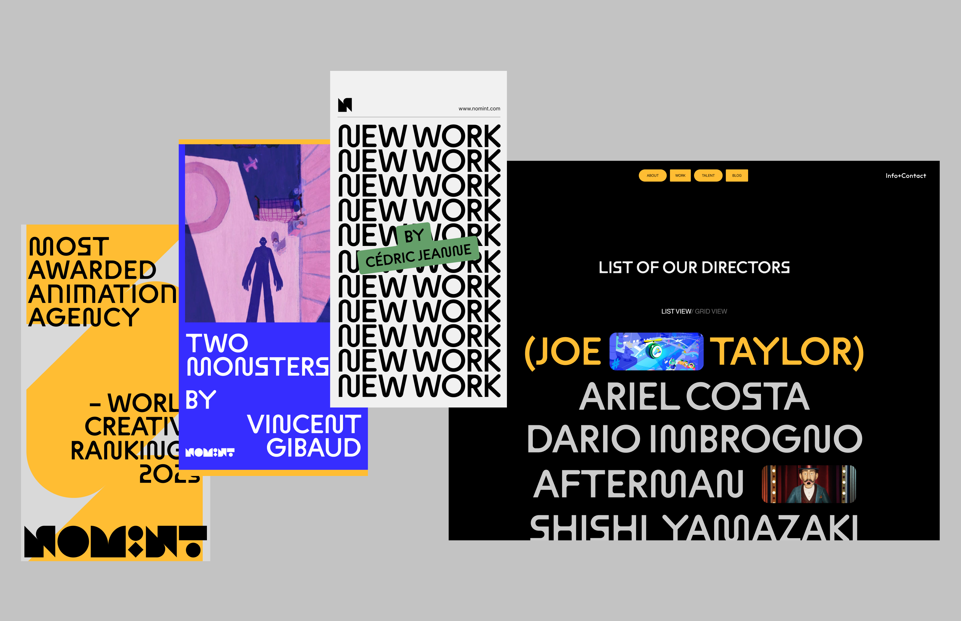 Nomint – Identity Design animation studio bold branding branding logo logomark typography visual identity