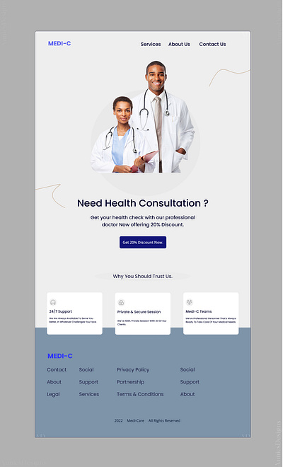 Simple Landing Page For a Medical Consultation Website 3d animation branding design graphic design illustration logo motion graphics product design ui vector