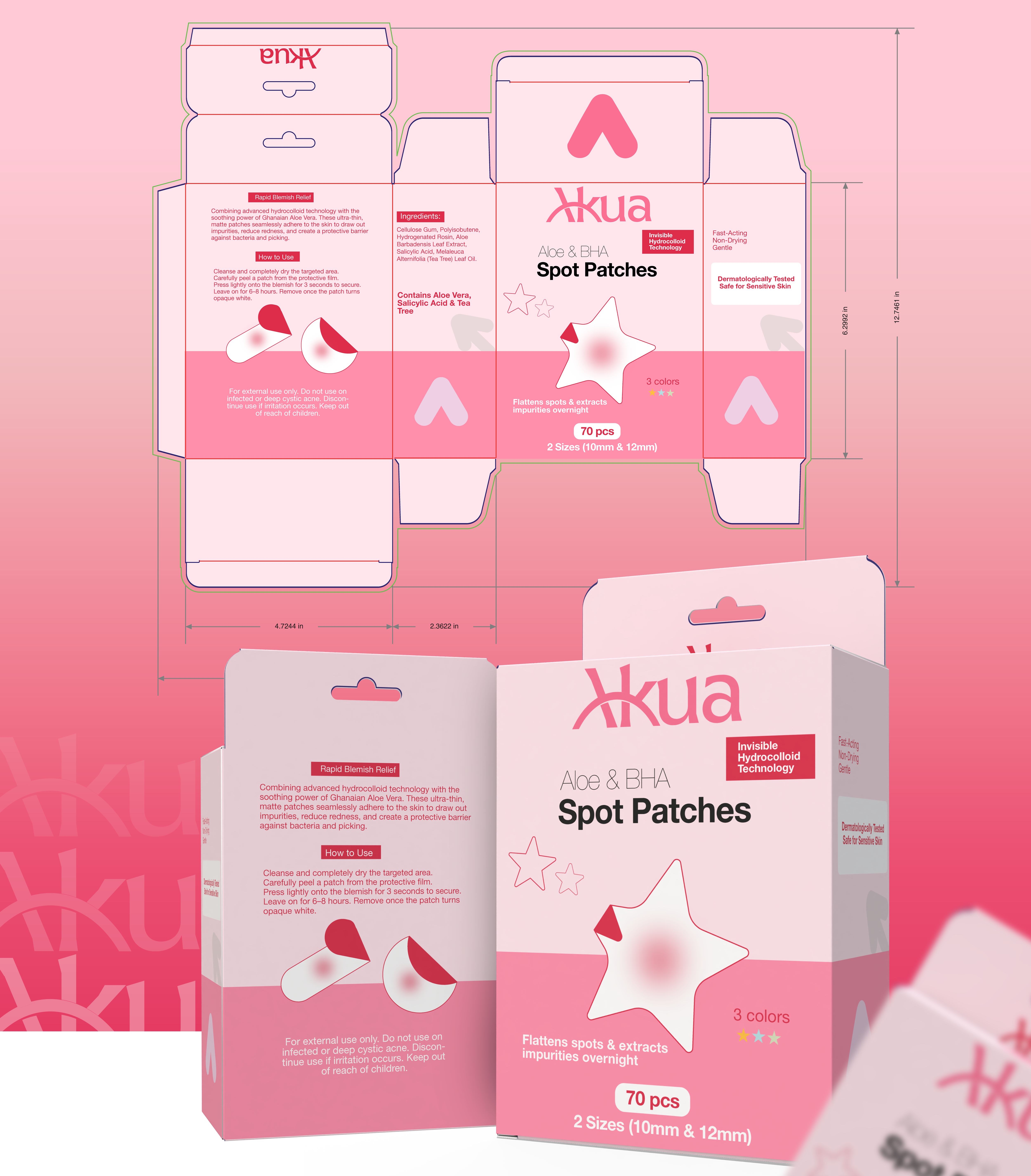 Product Package Design for Akua Spot Patches a branding graphic design