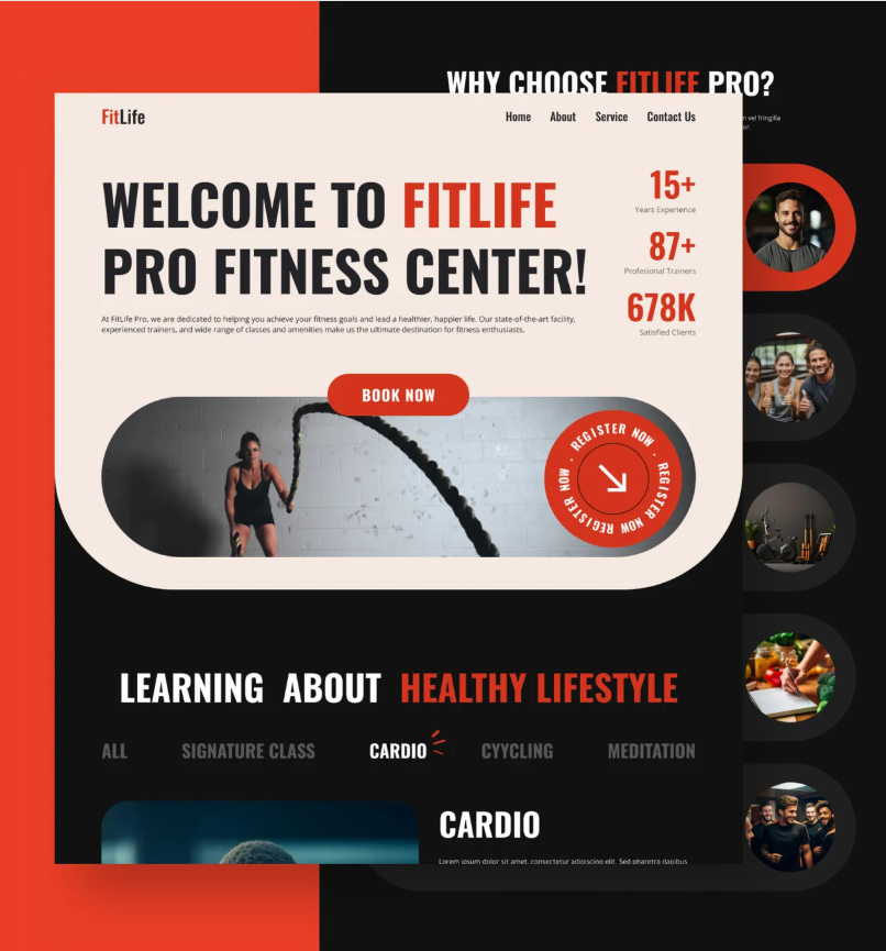 Fitness Landing Page Figma 3d animation ap app branding dashboard design graphic design icon illustration logo motion graphics typography ui uiux ux vector web website website design