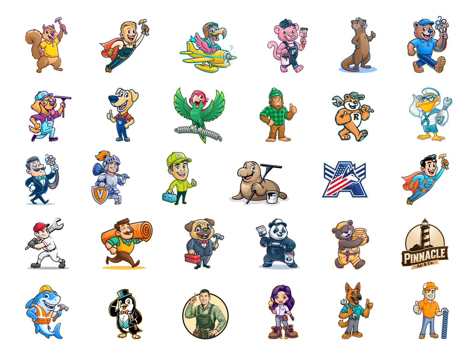 Home Service Mascots air care cartoon cleaning home service home service branding hvac illustration logo mascot plumbing